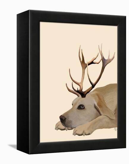 Labrador with Antlers-Fab Funky-Framed Stretched Canvas