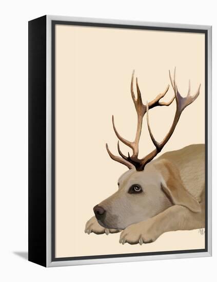 Labrador with Antlers-Fab Funky-Framed Stretched Canvas