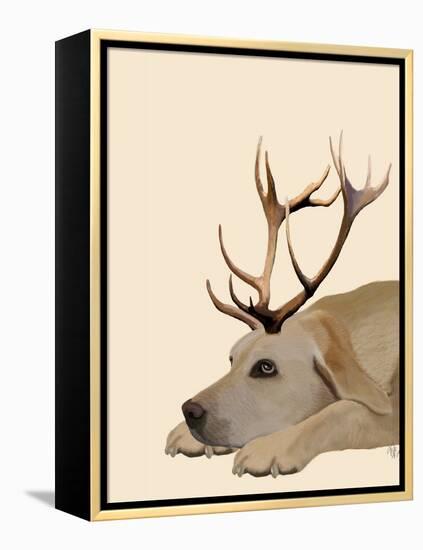 Labrador with Antlers-Fab Funky-Framed Stretched Canvas