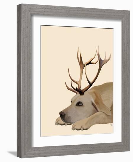 Labrador with Antlers-Fab Funky-Framed Art Print