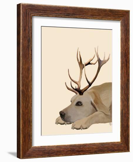 Labrador with Antlers-Fab Funky-Framed Art Print