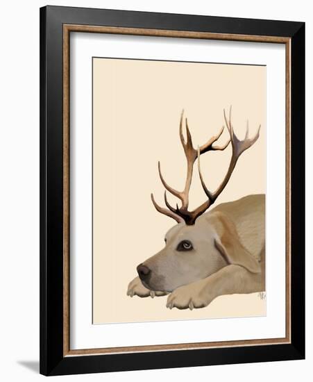 Labrador with Antlers-Fab Funky-Framed Art Print