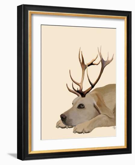 Labrador with Antlers-Fab Funky-Framed Art Print