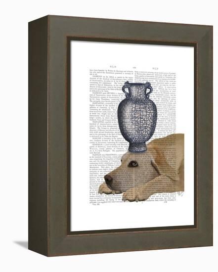 Labrador with Blue Vase-Fab Funky-Framed Stretched Canvas