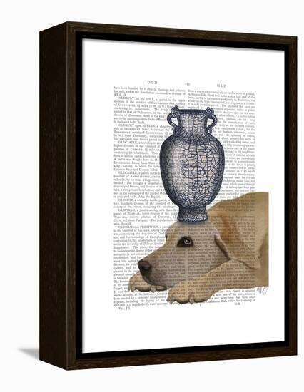 Labrador with Blue Vase-Fab Funky-Framed Stretched Canvas