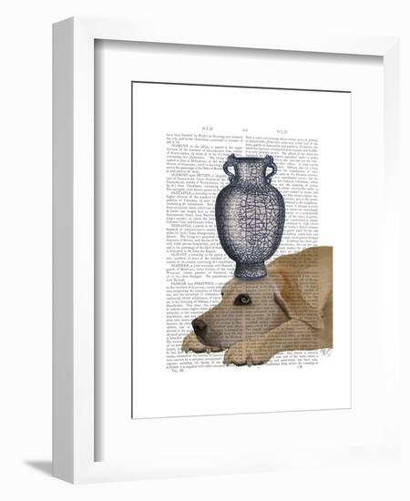 Labrador with Blue Vase-Fab Funky-Framed Art Print