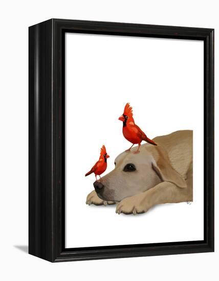 Labrador with Red Birds-Fab Funky-Framed Stretched Canvas