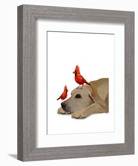 Labrador with Red Birds-Fab Funky-Framed Art Print