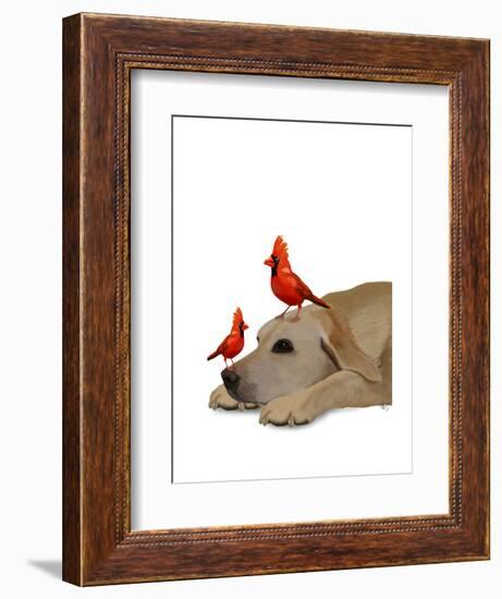Labrador with Red Birds-Fab Funky-Framed Art Print