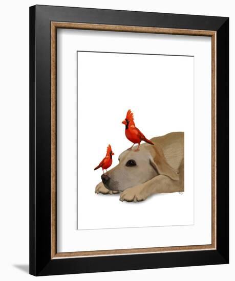 Labrador with Red Birds-Fab Funky-Framed Art Print