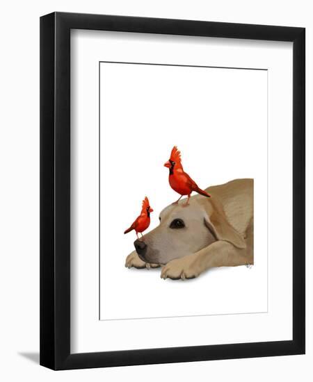 Labrador with Red Birds-Fab Funky-Framed Art Print