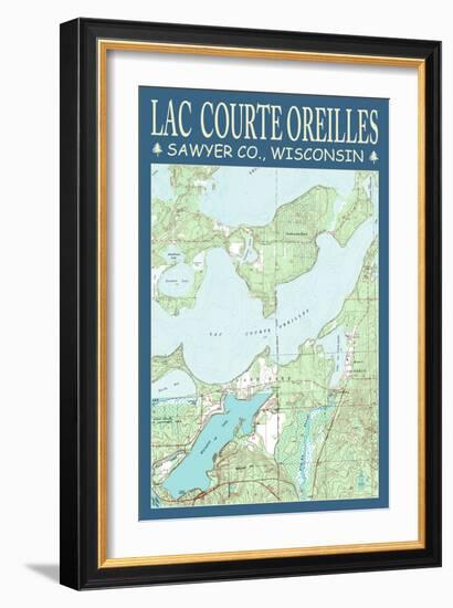 Lac Courte Oreilles Chart - Sawyer County, Wisconsin-Lantern Press-Framed Art Print