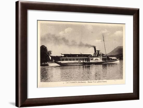 Lac D'Annecy Haute Savoie, Bateau France Quittant-null-Framed Giclee Print