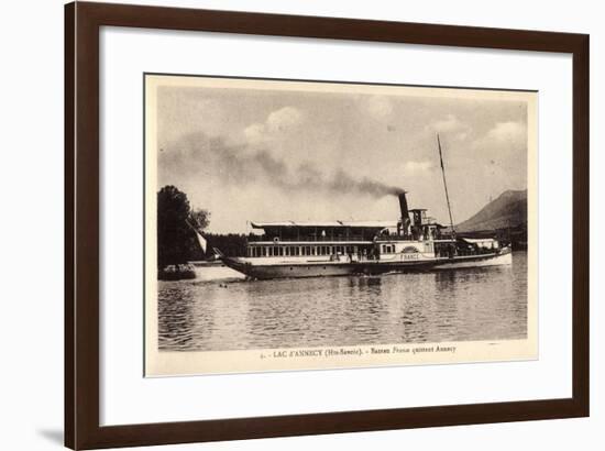 Lac D'Annecy Haute Savoie, Bateau France Quittant-null-Framed Giclee Print