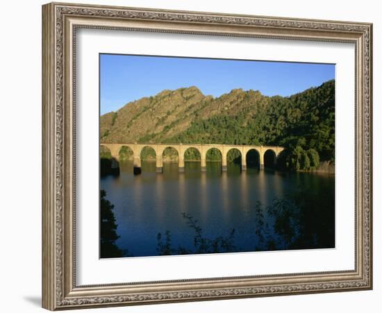 Lac De Villefort and Railway Viaduct, Cevennes, Lozere, Languedoc-Roussillon, France, Europe-David Hughes-Framed Photographic Print