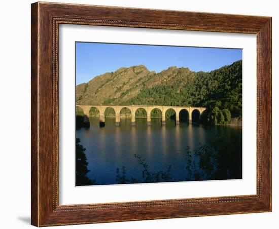 Lac De Villefort and Railway Viaduct, Cevennes, Lozere, Languedoc-Roussillon, France, Europe-David Hughes-Framed Photographic Print