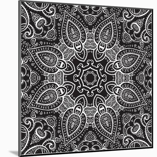 Lace Background: White on Black, Mandala-Katyau-Mounted Art Print