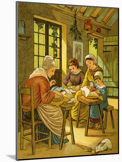 Lace makers of Caen-Thomas Crane-Mounted Giclee Print