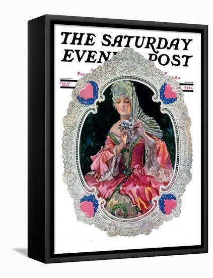 "Lace Valentine," Saturday Evening Post Cover, February 15, 1930-Elbert Mcgran Jackson-Framed Premier Image Canvas