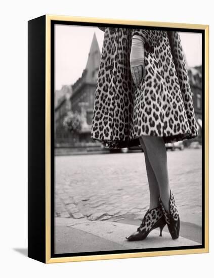 Laced Bootees of Leopard, to Match Coat, Designed by Dior-Paul Schutzer-Framed Premier Image Canvas