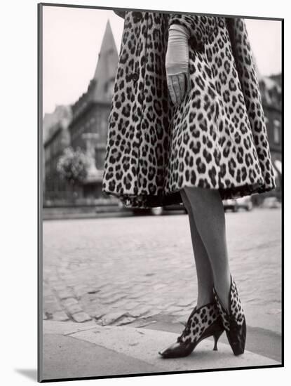 Laced Bootees of Leopard, to Match Coat, Designed by Dior-Paul Schutzer-Mounted Photographic Print