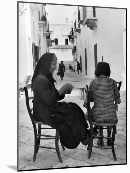 Lacemaker Working Outside on the Street in Front of Her Home-Alfred Eisenstaedt-Mounted Photographic Print