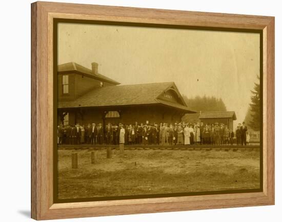 Lacey Depot, Waiting for Taft (1909)-null-Framed Premier Image Canvas