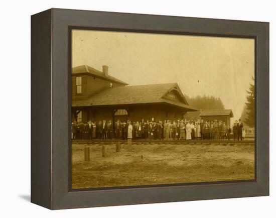 Lacey Depot, Waiting for Taft (1909)-null-Framed Premier Image Canvas