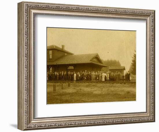 Lacey Depot, Waiting for Taft (1909)-null-Framed Giclee Print