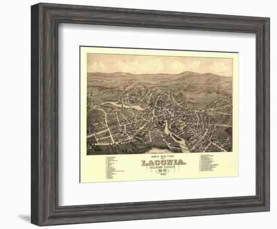 Laconia, New Hampshire - Panoramic Map-Lantern Press-Framed Art Print