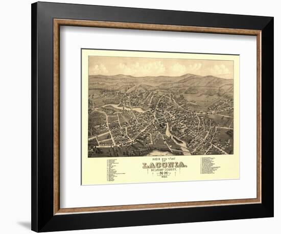 Laconia, New Hampshire - Panoramic Map-Lantern Press-Framed Art Print