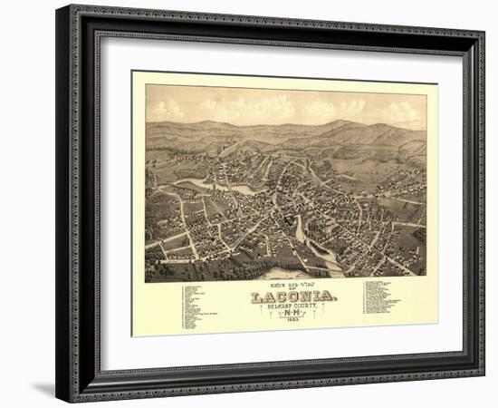 Laconia, New Hampshire - Panoramic Map-Lantern Press-Framed Art Print