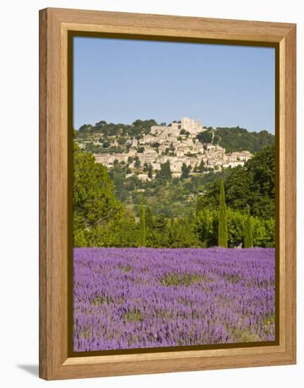 Lacoste and Lavender Fields, Luberon, Vaucluse Provence, France-Doug Pearson-Framed Premier Image Canvas