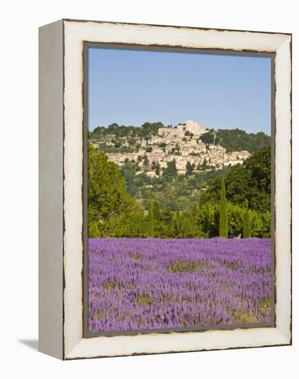 Lacoste and Lavender Fields, Luberon, Vaucluse Provence, France-Doug Pearson-Framed Premier Image Canvas
