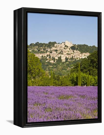 Lacoste and Lavender Fields, Luberon, Vaucluse Provence, France-Doug Pearson-Framed Premier Image Canvas