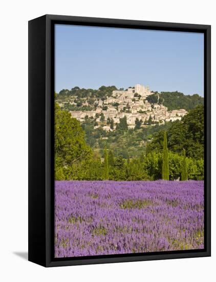 Lacoste and Lavender Fields, Luberon, Vaucluse Provence, France-Doug Pearson-Framed Premier Image Canvas