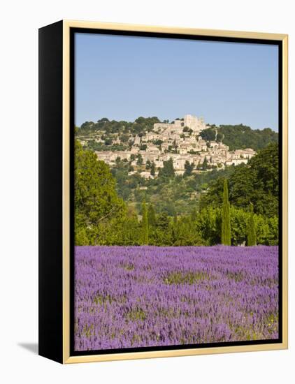 Lacoste and Lavender Fields, Luberon, Vaucluse Provence, France-Doug Pearson-Framed Premier Image Canvas