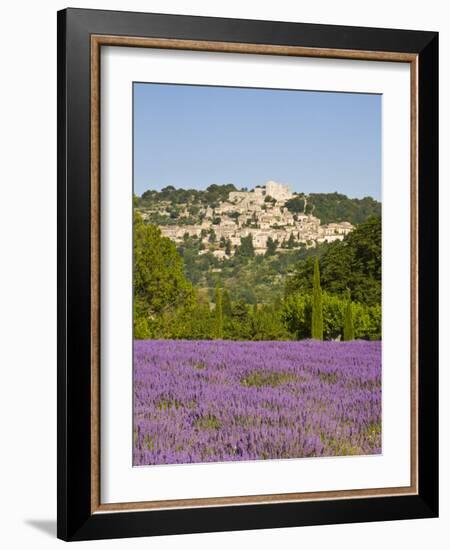 Lacoste and Lavender Fields, Luberon, Vaucluse Provence, France-Doug Pearson-Framed Photographic Print