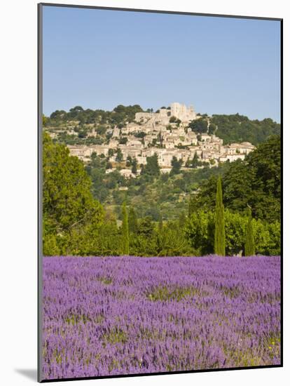 Lacoste and Lavender Fields, Luberon, Vaucluse Provence, France-Doug Pearson-Mounted Photographic Print