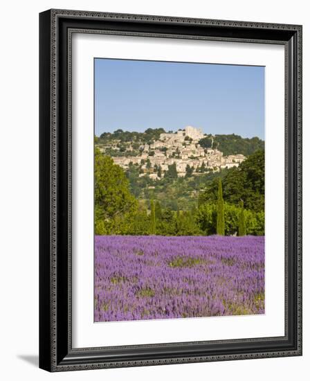 Lacoste and Lavender Fields, Luberon, Vaucluse Provence, France-Doug Pearson-Framed Photographic Print