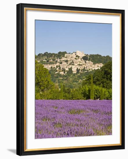 Lacoste and Lavender Fields, Luberon, Vaucluse Provence, France-Doug Pearson-Framed Photographic Print