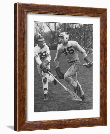 Lacrosse Game Between Johns Hopkins and Virginia--Framed Photographic Print