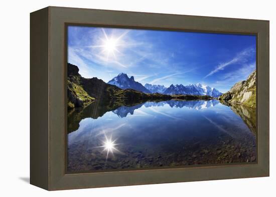 Lacs Des Cheserys with Aiguilles De Chamonix, Haute Savoie, France, Europe, September 2008-Frank Krahmer-Framed Premier Image Canvas