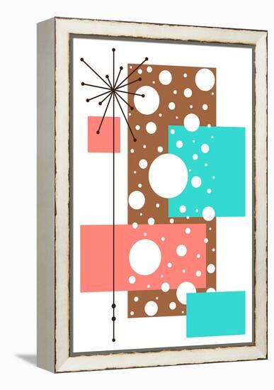 Lacuna - Aqua and Brown-Tonya Newton-Framed Stretched Canvas