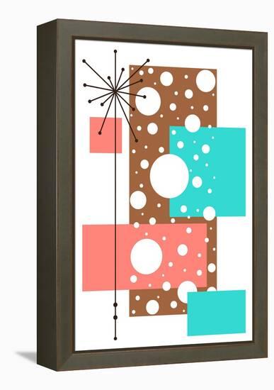 Lacuna - Aqua and Brown-Tonya Newton-Framed Stretched Canvas