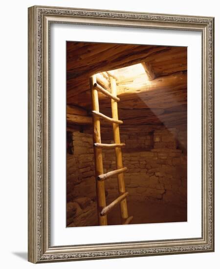 Ladder in a Kiva in Mesa Verde National Park, Colorado-Greg Probst-Framed Photographic Print