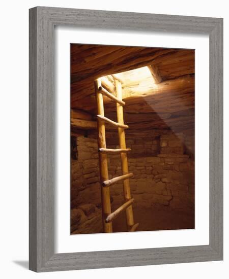 Ladder in a Kiva in Mesa Verde National Park, Colorado-Greg Probst-Framed Photographic Print