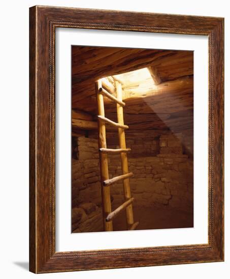 Ladder in a Kiva in Mesa Verde National Park, Colorado-Greg Probst-Framed Photographic Print