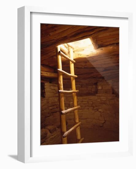 Ladder in a Kiva in Mesa Verde National Park, Colorado-Greg Probst-Framed Photographic Print