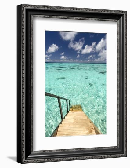 Ladder Leading to the Ocean, Maldives, Indian Ocean, Asia-Sakis Papadopoulos-Framed Photographic Print